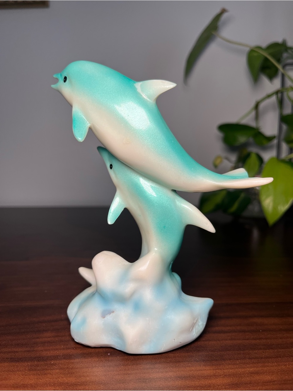 Vintage Glazed Ceramic Dolphin Figurine: Coastal Home Decor Dauphins 1980 - Picture 8 of 14